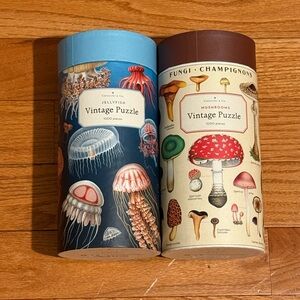 Vintage Puzzle Set - Jellyfish and Mushrooms